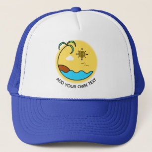 Casquette Art moderne Emblème de plage d'été Texte personnal