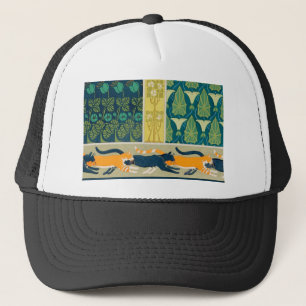 Casquette Art Nouveau Cats and Flowers