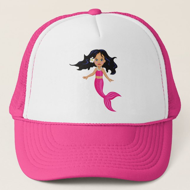 Casquette Art rose de fille de sirène (Devant)