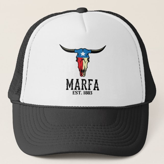 Casquette Art texan de drapeau de crâne de Marfa le Texas (Devant)