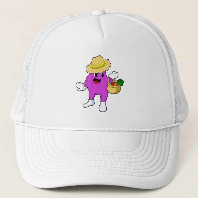 Casquette Aubergine en tant que fermier à la carotte (Devant)