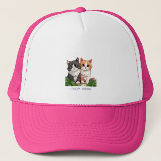 Casquette avec chats et "miow"