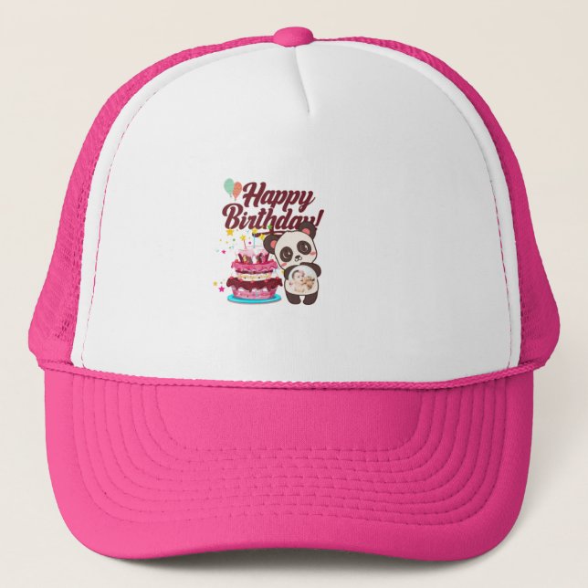 Casquette avec Joyeux anniversaire et gâteau (Devant)