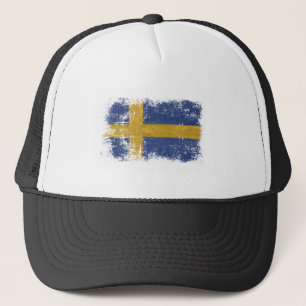 Casquette avec le drapeau vintage sale de Suède