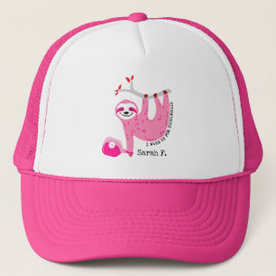 Casquette Avec le nom 🦥 mignon pink pickleball paresseux 🦥