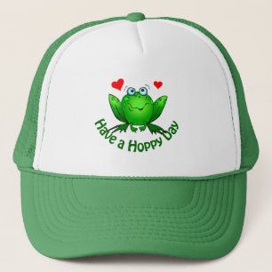 Casquette Avoir une journée Hoppy Cute Green Frog w Hearts