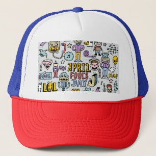 Casquette Avril Fools : Jeu de Doodles Colorés.
