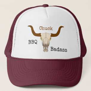 Casquette Badass barbecue crâne de vache flamboyante