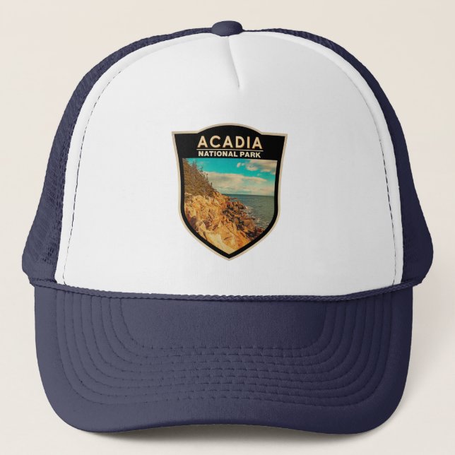 Casquette Badge d'aquarelle du port du bar du parc national  (Devant)