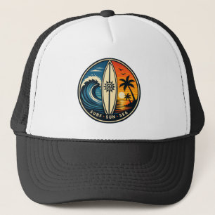 Casquette Badge Vintage Surf Soleil Mer – Planche de Surf Co