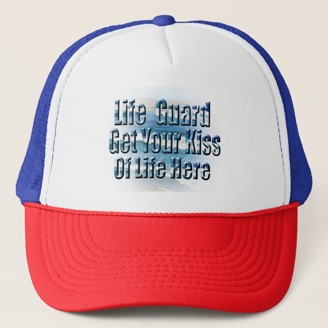 Casquette Baiser de vigile drôle ici, chapeau de camion (Devant)