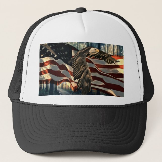 Casquette Bald Eagle Drapeau américain Country Road (Devant)