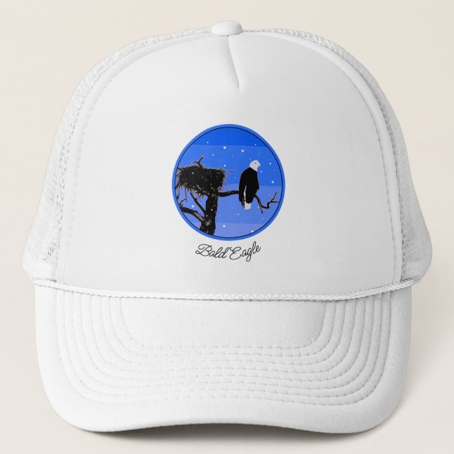Casquette Bald Eagle en hiver - Art original de la faune (Devant)