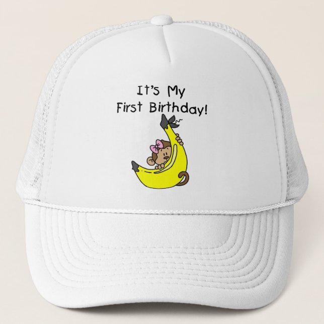 Casquette Banane - anniversaire de singe de fille ęr (Devant)