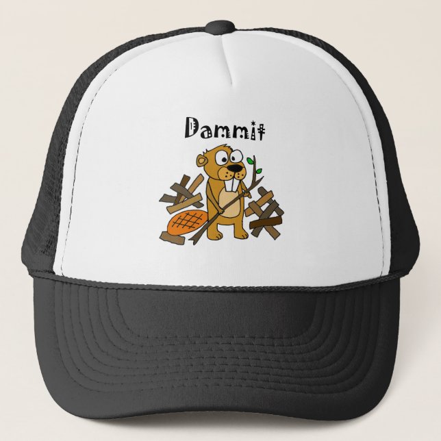 Casquette Bande dessinée drôle de castor et de barrage (Devant)