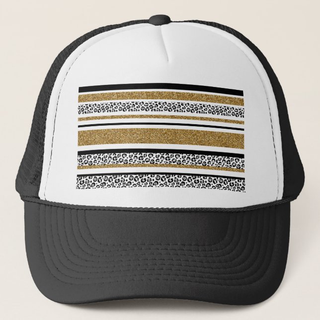Casquette Bandes léopard de parties scintillant en faux or t (Devant)