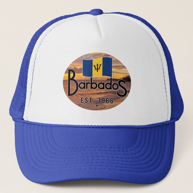 Casquette "Barbados Est. Coucher de soleil de 1966 avec drap (Devant)
