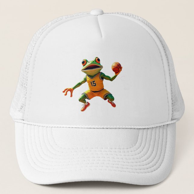 Casquette Basketball Frog white trucker hat (Devant)