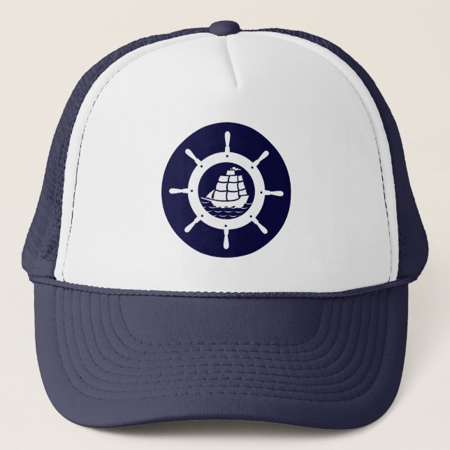 Casquette Bateau bleu blanc et bleu marine (Devant)