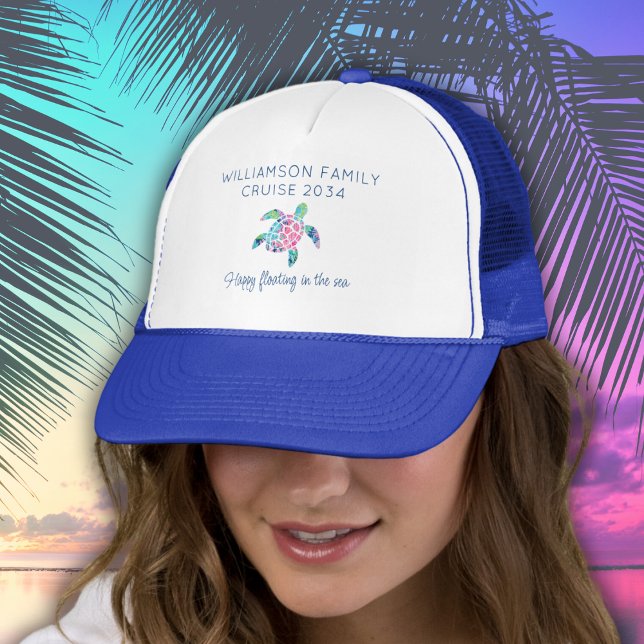 Casquette Bateau de croisière en famille Vacances Cute Tortu (Créateur téléchargé)