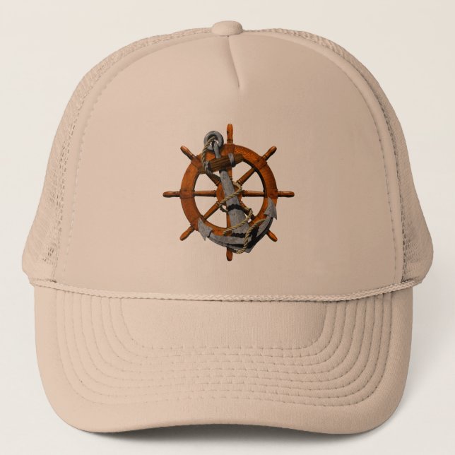 Casquette Bateaux nautiques roue et Ancre (Devant)
