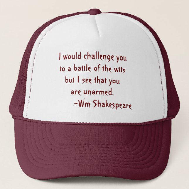 Casquette Battle of the Wits Shakespeare Citation rouge et b (Devant)