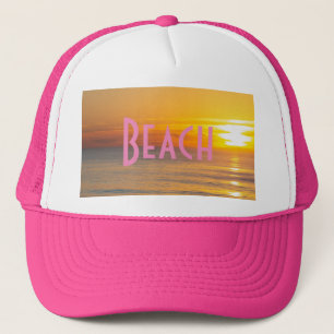 Casquette Beach Custom Text Sun rise image Hot rose