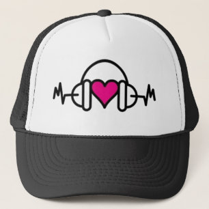Casquette Beats of Love Coeur rose avec pouls et casque
