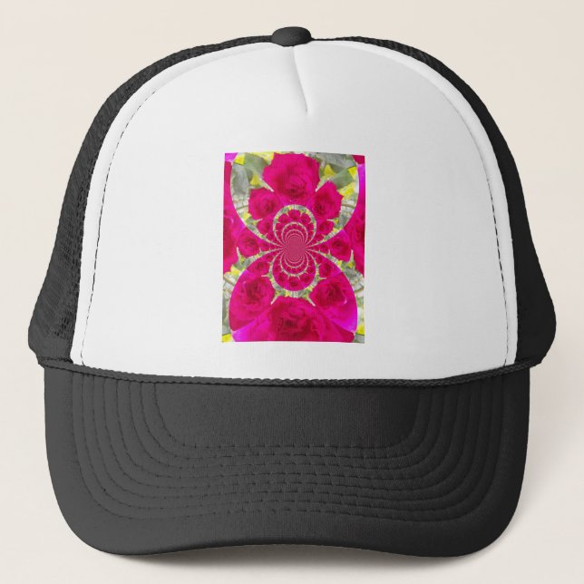 Casquette Beau Extraordinaire Roses rouges Motif Kaleidoscop (Devant)