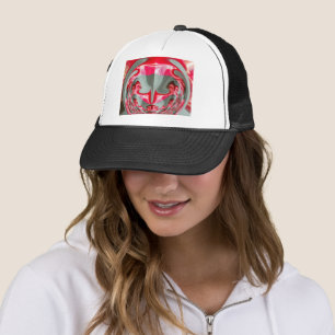 Casquette Beau motif géométrique gris cendré rouge ART