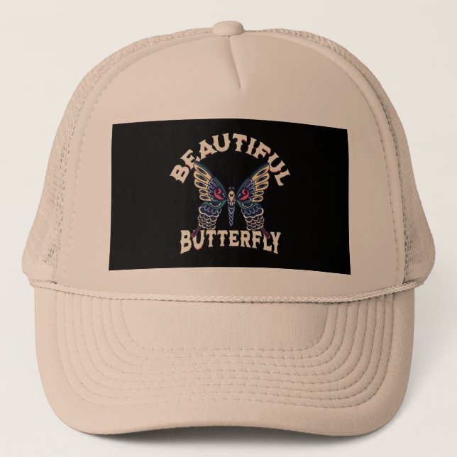 Casquette beau-papillon-rétro-vecteur-art-illustration- (Devant)