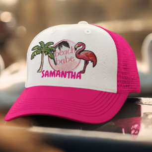 Casquette Bébé de la plage rose Cadeau de patch faux tendanc
