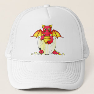 Casquette Bébé mignon de dragon en oeuf criqué - rouge/jaune