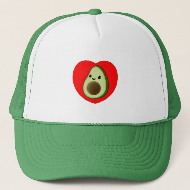 Casquette Bébé mignon Dessin Avocado Dans Le Coeur Rouge (Devant)