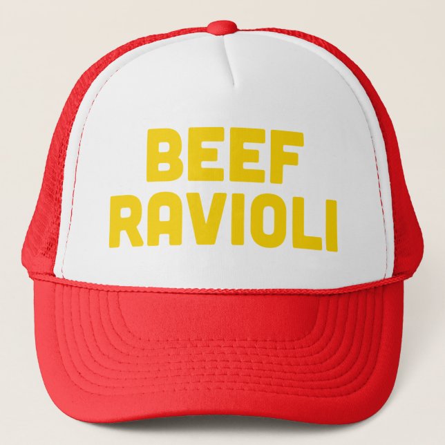 Casquette BEEF RAVIOLI slogan amusant camionneur chapeau (Devant)