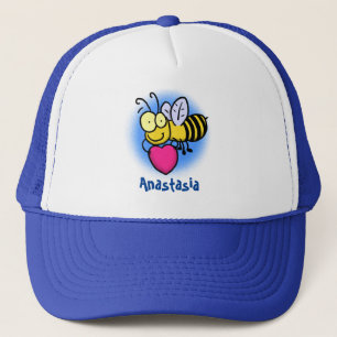 Casquette Belle abeille drôle avec dessin animé du coeur