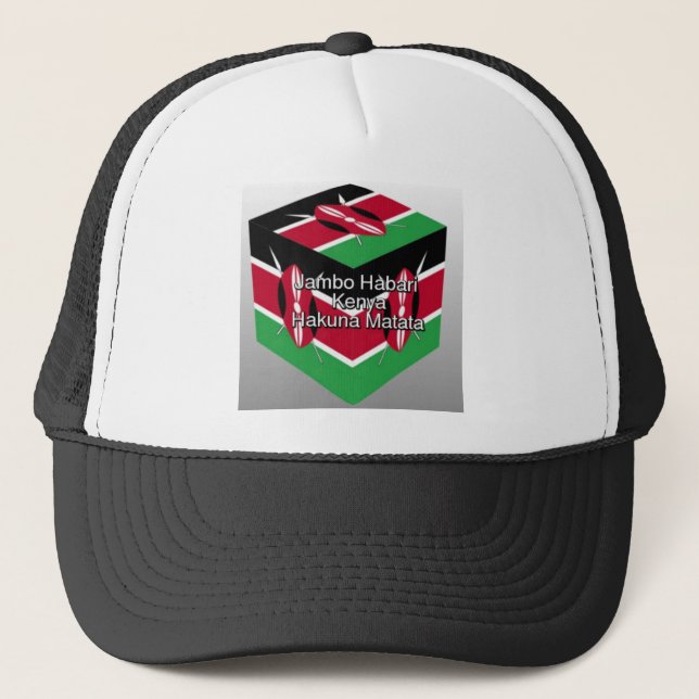 Casquette Belle Belle Cube Kenyane Drapeau avec salutation (Devant)