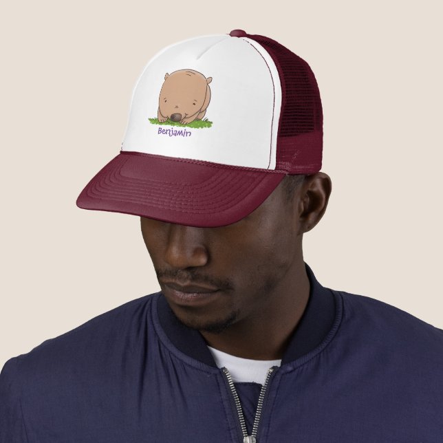 Casquette Belle illustration de dessin animé de bébé wombat (En situation)