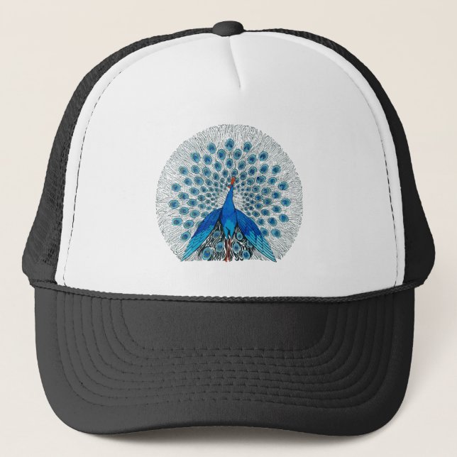 Casquette Belle illustration du paon bleu (Devant)