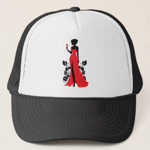 Casquette Belle silhouette d'une jeune femme au verre