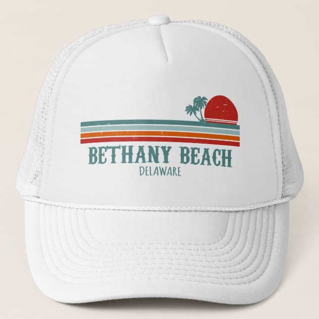 Casquette Bethany Beach Delaware Palmiers Retro Sunset 80s (Devant)