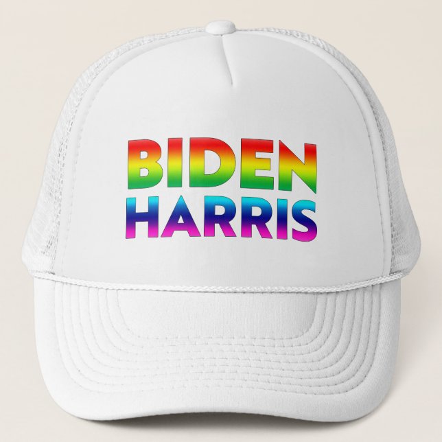 Casquette Biden Harris couleurs arc-en-ciel fierté (Devant)