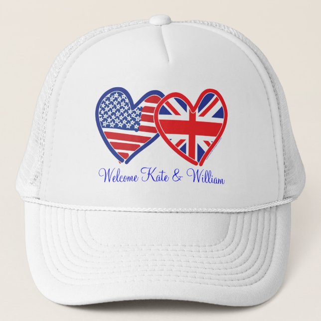 Casquette Bienvenue Kate & William/ Mariage royal (Devant)