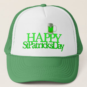 Casquette Bière verte néon floue joyeuse St. Patrick