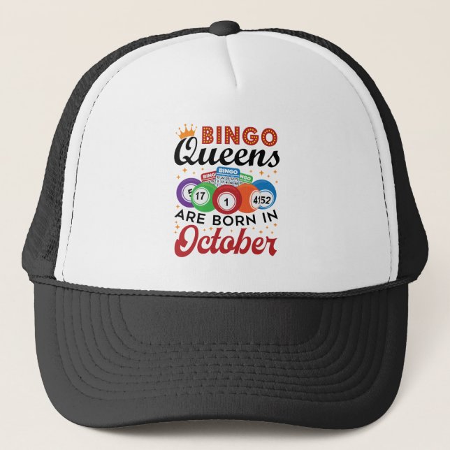 Casquette Bingo Anniversaire Bingo Les reines sont nées en O (Devant)