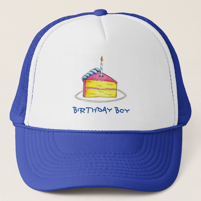 Casquette Birthday Boy Joyeux Birthday Cake Slice Candle Cas (Devant)