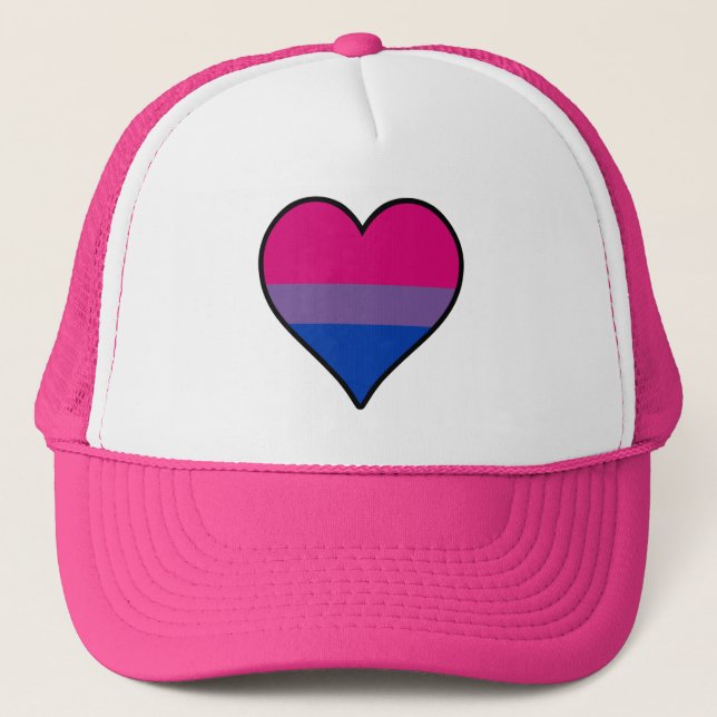 Casquette Bisexualité coeur de fierté Trucker Chapeau (Devant)