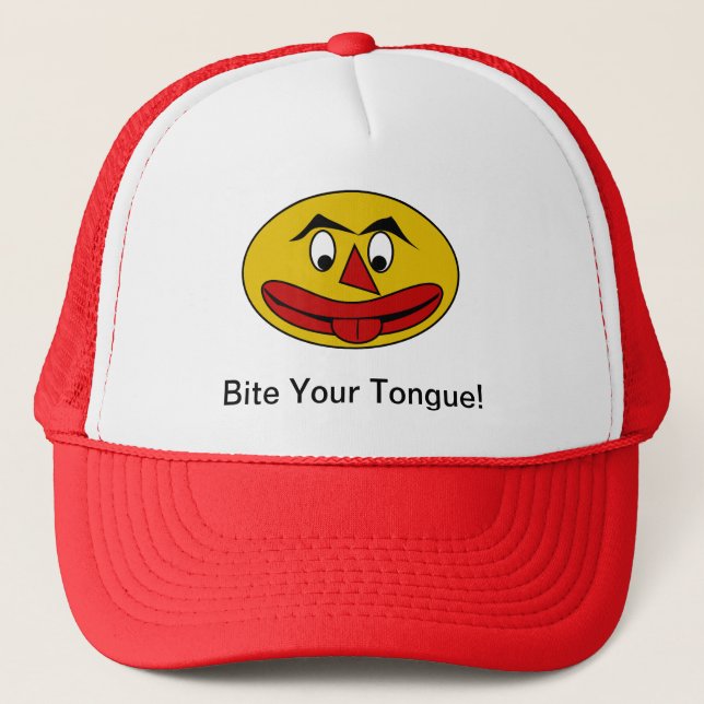 Casquette Bite Ta Langue Drôle Visage Jaune (Devant)