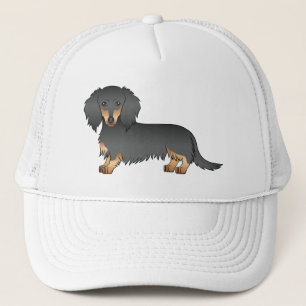 Casquette Black And Tan Long Hair Dachshund Cartoon Dog