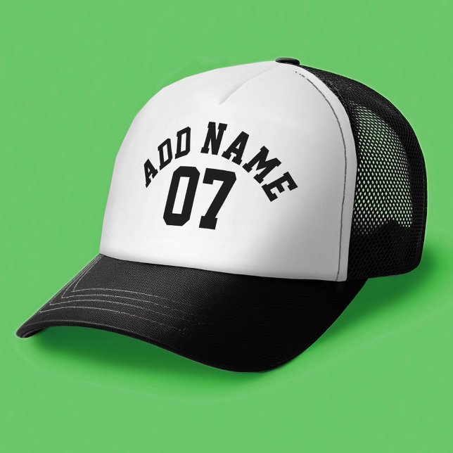 Casquette Black and White Sports Jersey Nom personnalisé Num (Custom Trucker Hat)